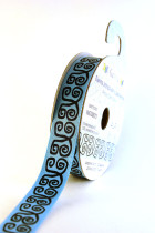 Лента атласная 12 мм ( 1/2 ") с рисунком "Gamma" ФАСОВКА 3 м O30/073 черный/голубой