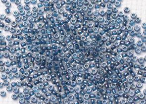 Бисер Япония круглый 11/0 10г 0193 хрусталь/темный капри глянцевый, окрашенный изнутри