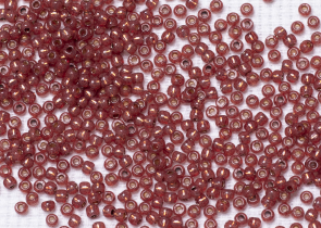 Бисер Япония круглый 11/0 10 г PF2113 молочный гранат, серебряная линия внутри