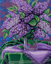 Кристальная ( алмазная) мозаика  " ФРЕЯ" ALPD- 095 на подрамнике " Ваза с сиренью" 30 х 40 см